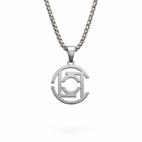 INTERLOCK EMBLEM - 20mm Pure Titanium Steel Pendant with 28inch Twisted 4mm Chain for Men & Boys