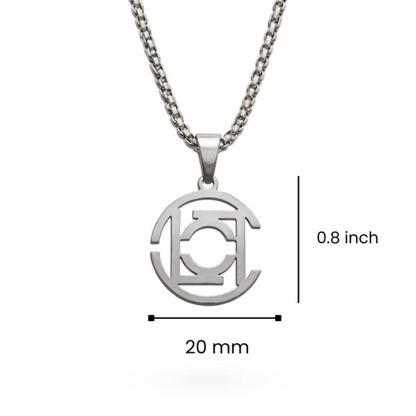 INTERLOCK EMBLEM - 20mm Pure Titanium Steel Pendant with 28inch Twisted 4mm Chain for Men & Boys