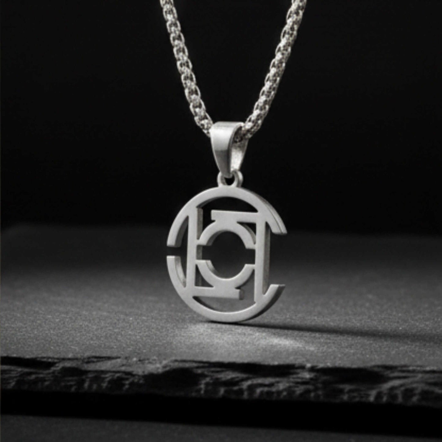 INTERLOCK EMBLEM - 20mm Pure Titanium Steel Pendant with 28inch Twisted 4mm Chain for Men & Boys — SS Pendant/ Necklace for Men | THE MEN THING