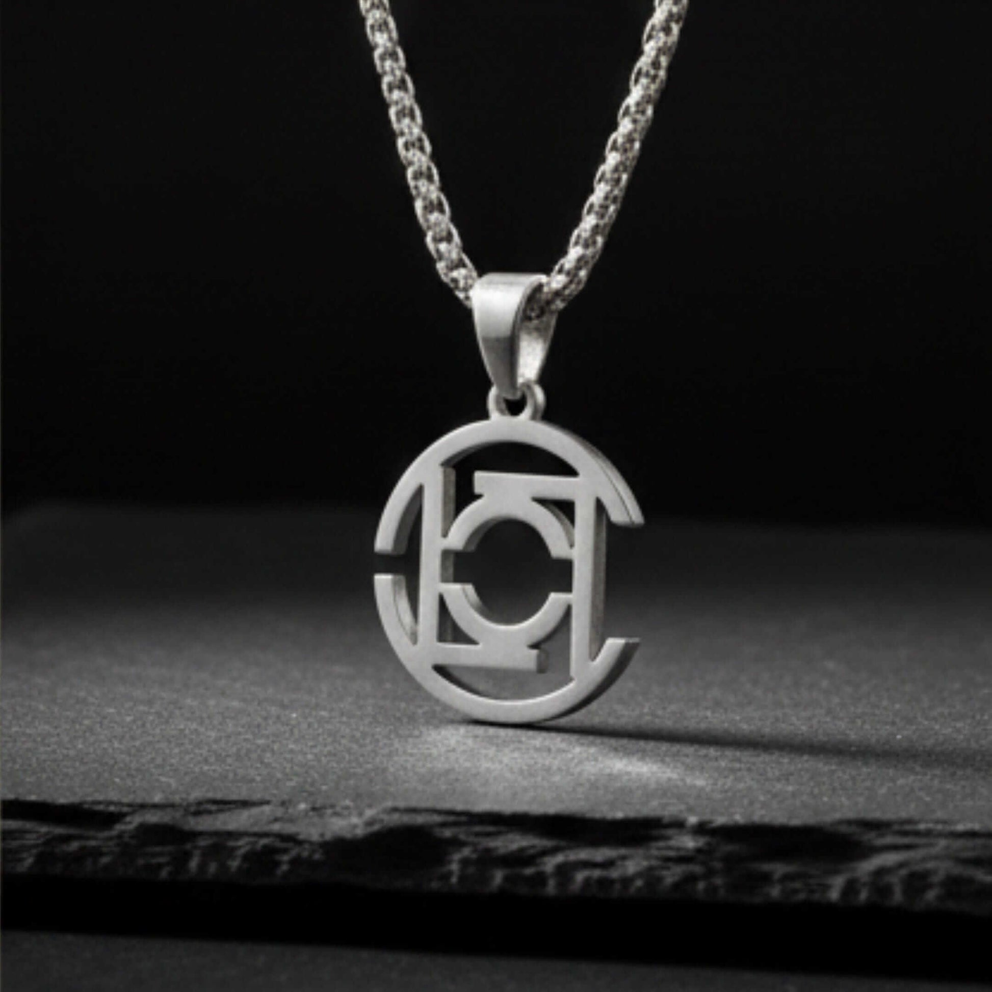 INTERLOCK EMBLEM - 20mm Pure Titanium Steel Pendant with 28inch Twisted 4mm Chain for Men & Boys — SS Pendant/ Necklace for Men | THE MEN THING