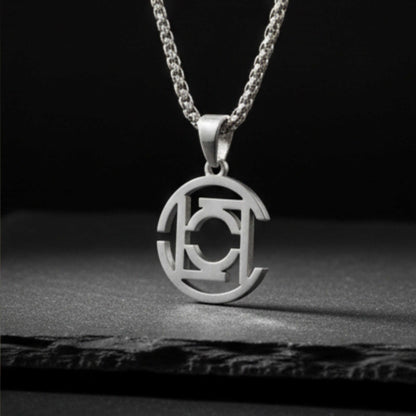 INTERLOCK EMBLEM - 20mm Pure Titanium Steel Pendant with 28inch Twisted 4mm Chain for Men & Boys — SS Pendant/ Necklace for Men | THE MEN THING