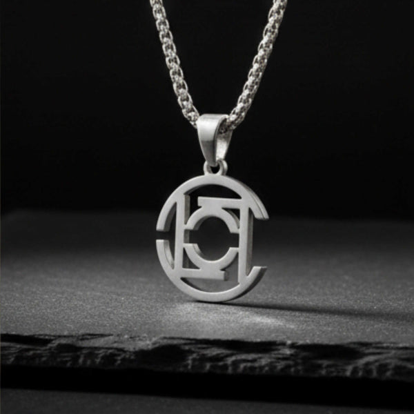 INTERLOCK EMBLEM - 20mm Pure Titanium Steel Pendant with 28inch Twisted 4mm Chain for Men & Boys