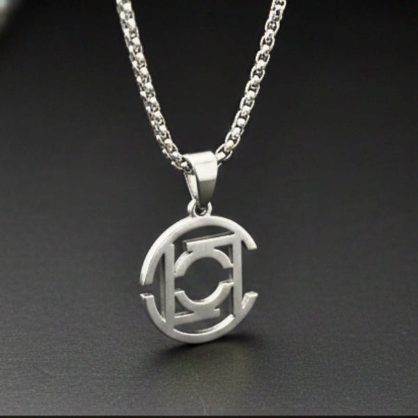 INTERLOCK EMBLEM - 20mm Pure Titanium Steel Pendant with 28inch Twisted 4mm Chain for Men & Boys