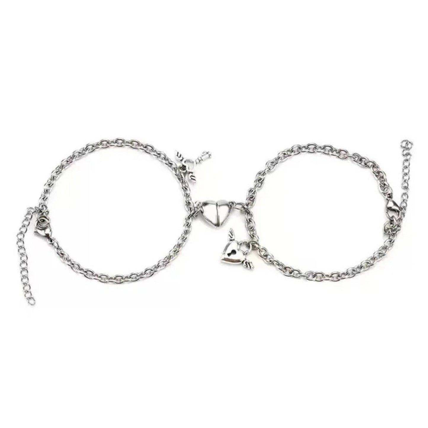 INTERLOCKING HEART - Pure Stainless Steel with Lobster Clasp for Men and Couples Bracelet  (7inch with Adjustable chain) - THE MEN THING
