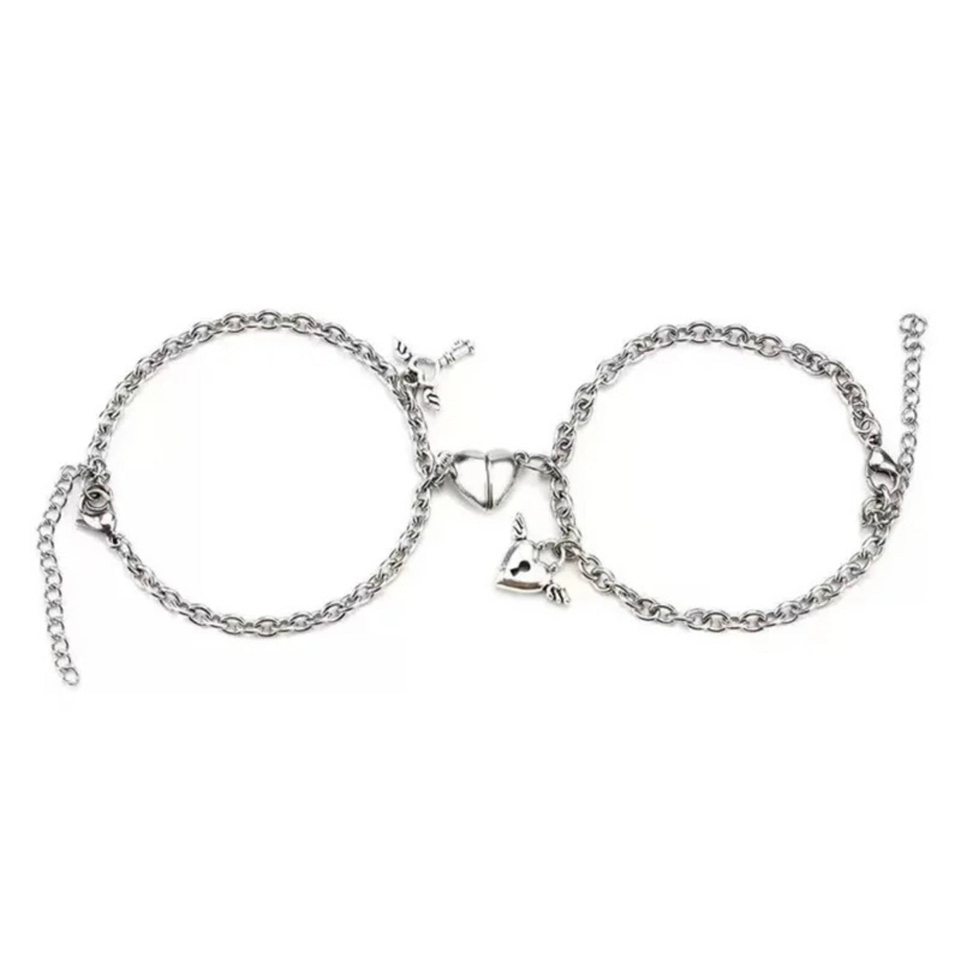 INTERLOCKING HEART - Pure Stainless Steel with Lobster Clasp for Men and Couples Bracelet  (7inch with Adjustable chain) - THE MEN THING