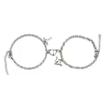 INTERLOCKING HEART - Pure Stainless Steel with Lobster Clasp for Men and Couples Bracelet  (7inch with Adjustable chain) - THE MEN THING
