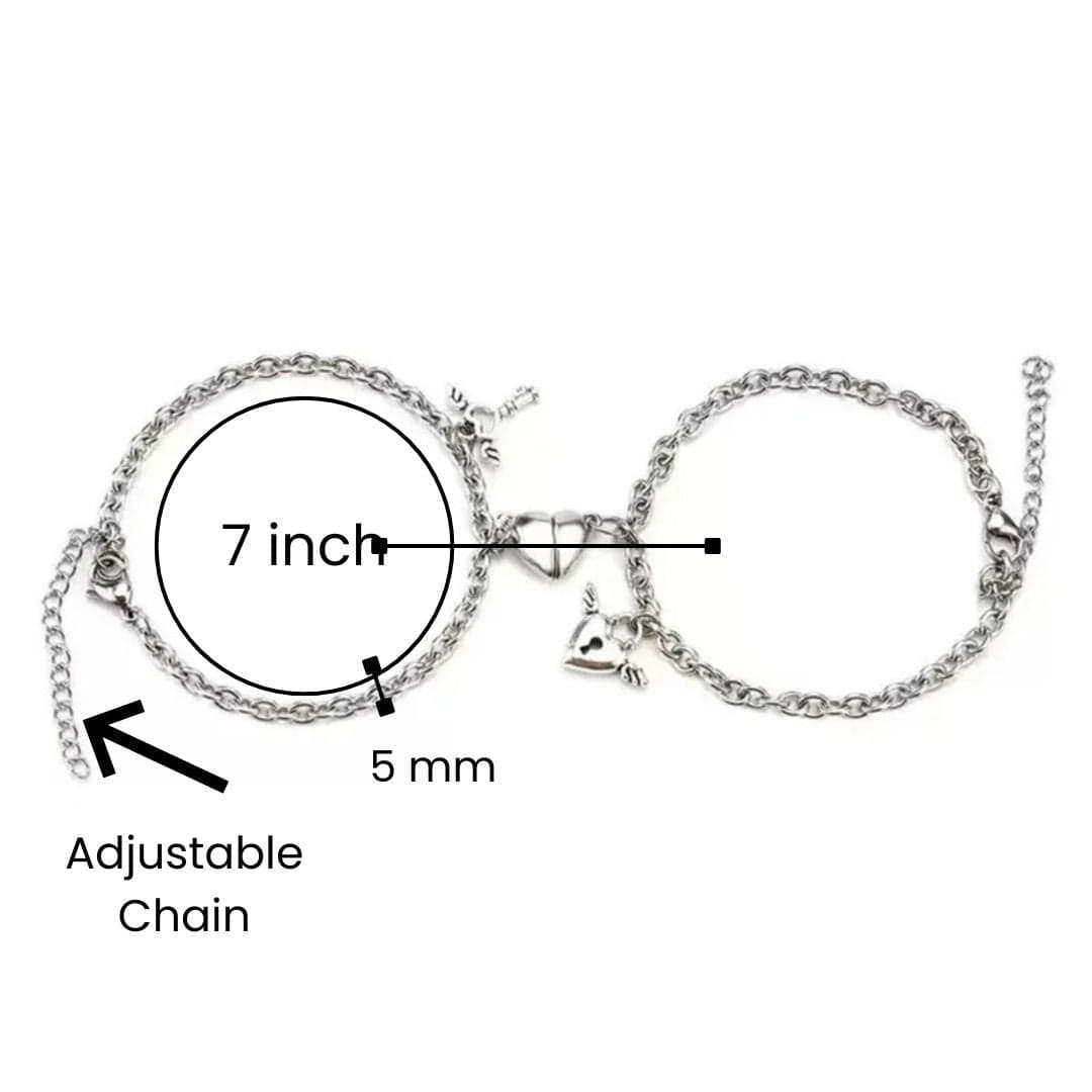 INTERLOCKING HEART - Pure Stainless Steel with Lobster Clasp for Men and Couples Bracelet  (7inch with Adjustable chain) - THE MEN THING