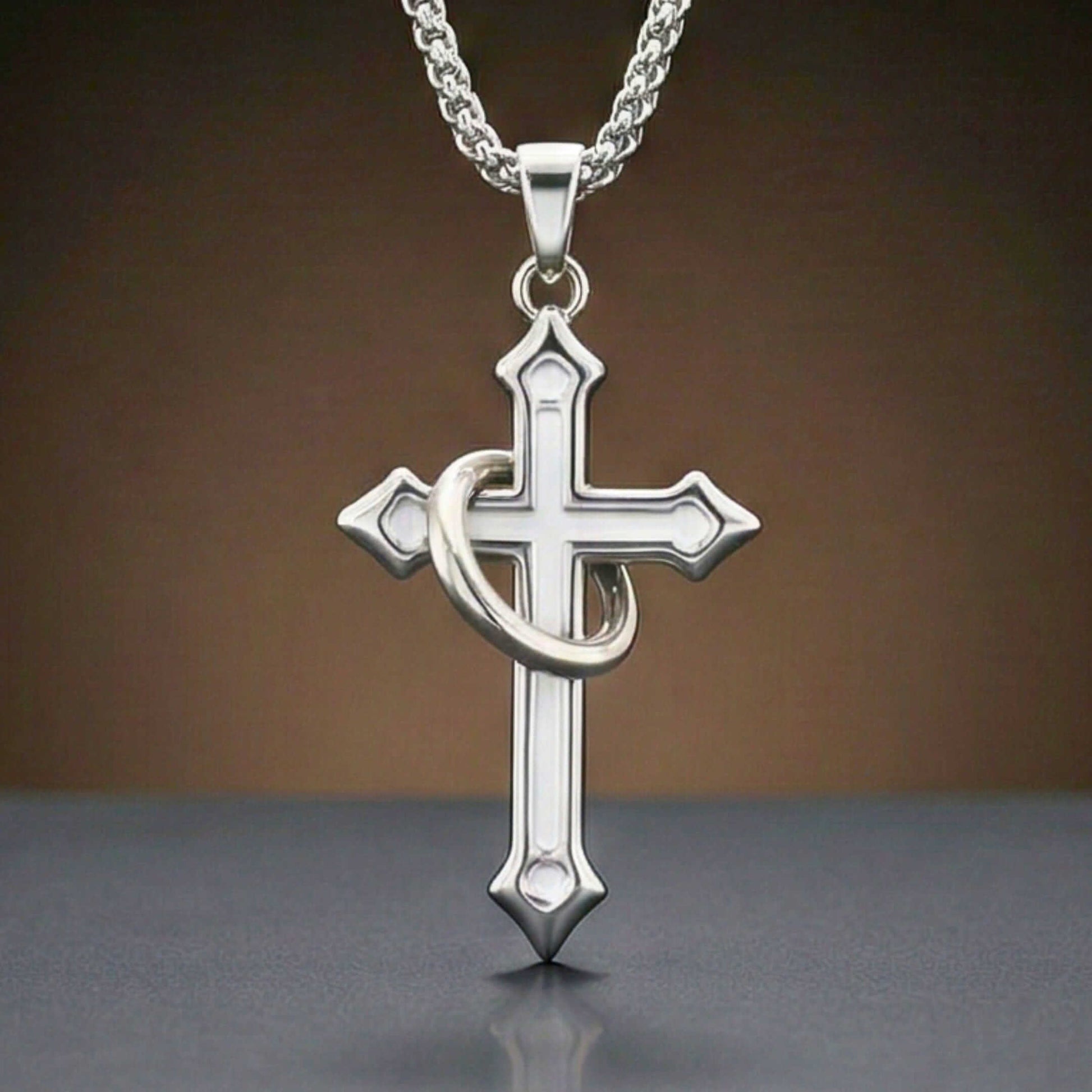INTERWOVEN CROSS - 27mm Pure Titanium Steel Pendant with 24inch Round Box 4mm Chain for Men & Boys — SS Pendant/ Necklace for Men | THE MEN THING
