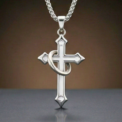 INTERWOVEN CROSS - 27mm Pure Titanium Steel Pendant with 24inch Round Box 4mm Chain for Men & Boys — SS Pendant/ Necklace for Men | THE MEN THING