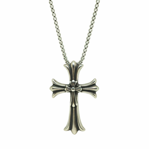 IRON CREED CROSS - 29mm Titanium Steel Pendant with 24inch Round Box 4mm Chain for Men & Boys