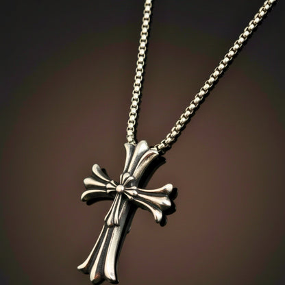 IRON CREED CROSS - 29mm Titanium Steel Pendant with 24inch Round Box 4mm Chain for Men & Boys - THE MEN THING