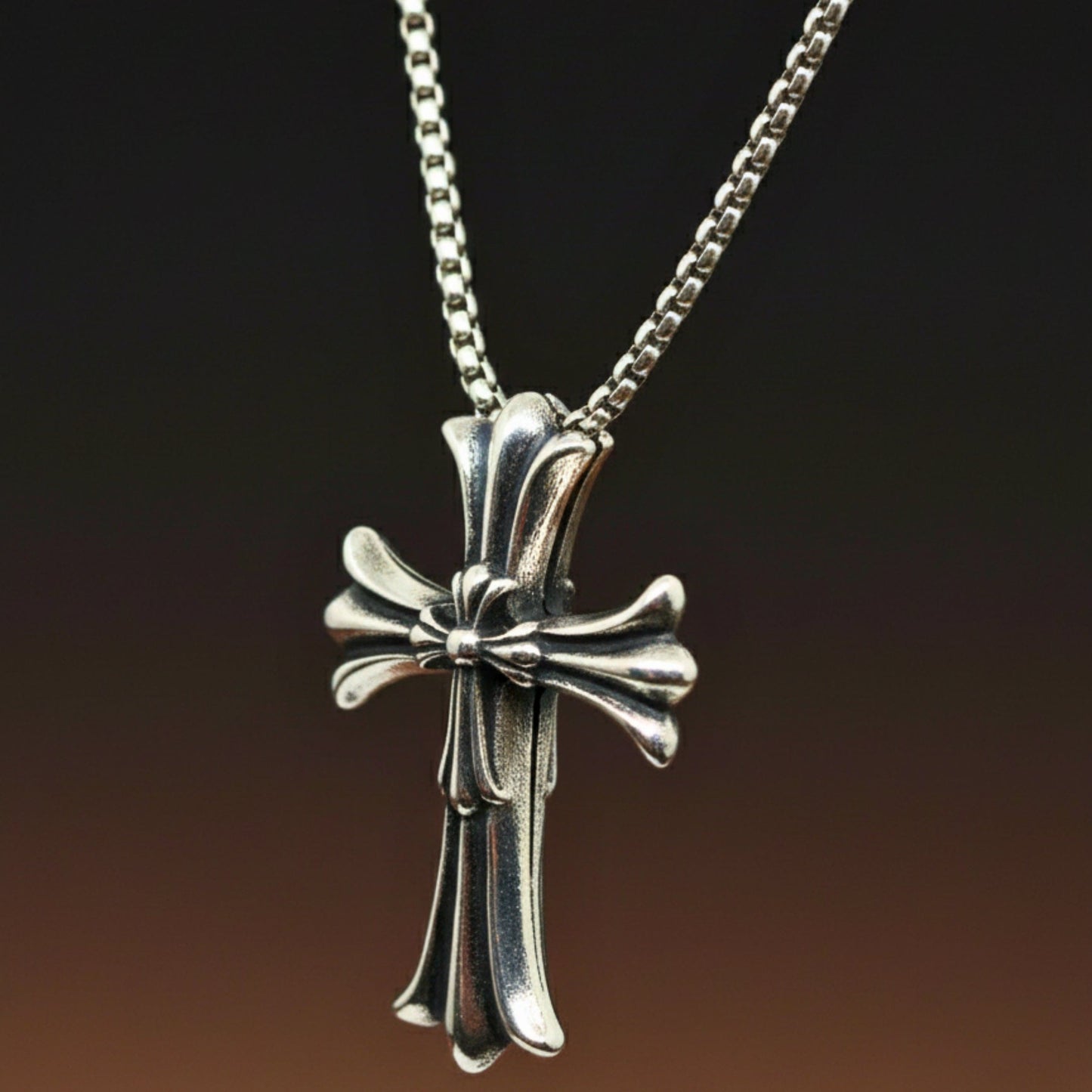 IRON CREED CROSS - 29mm Titanium Steel Pendant with 24inch Round Box 4mm Chain for Men & Boys - THE MEN THING