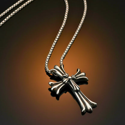 IRON CREED CROSS - 29mm Titanium Steel Pendant with 24inch Round Box 4mm Chain for Men & Boys - THE MEN THING