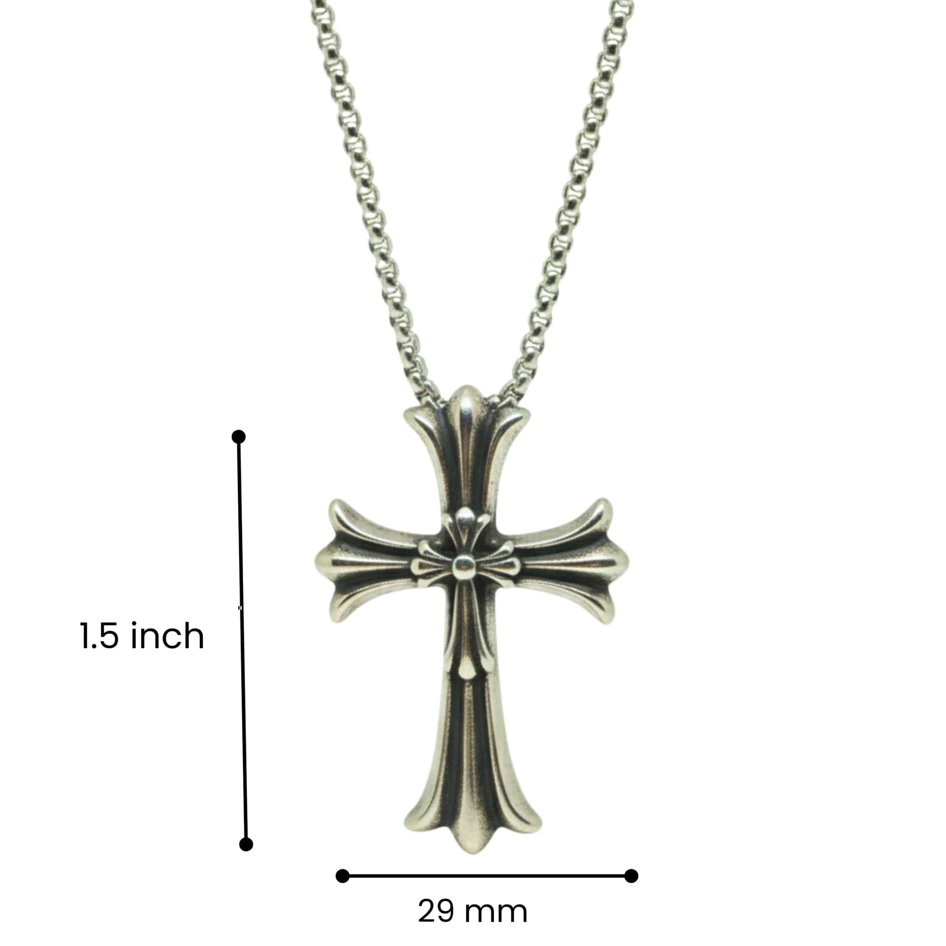 IRON CREED CROSS - 29mm Titanium Steel Pendant with 24inch Round Box 4mm Chain for Men & Boys - THE MEN THING