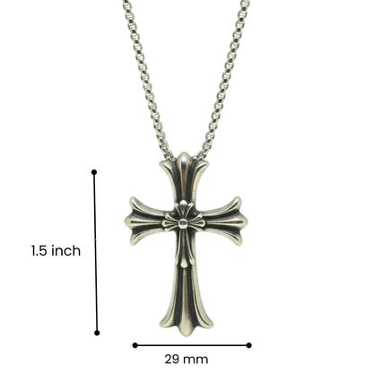 IRON CREED CROSS - 29mm Titanium Steel Pendant with 24inch Round Box 4mm Chain for Men & Boys - THE MEN THING