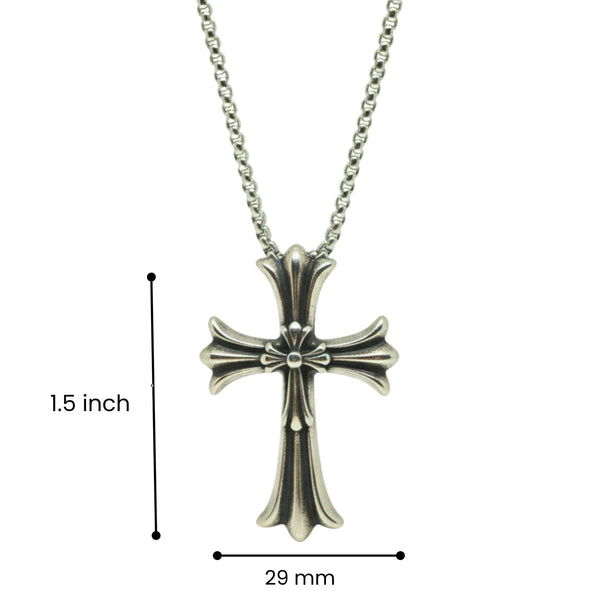IRON CREED CROSS - 29mm Titanium Steel Pendant with 24inch Round Box 4mm Chain for Men & Boys