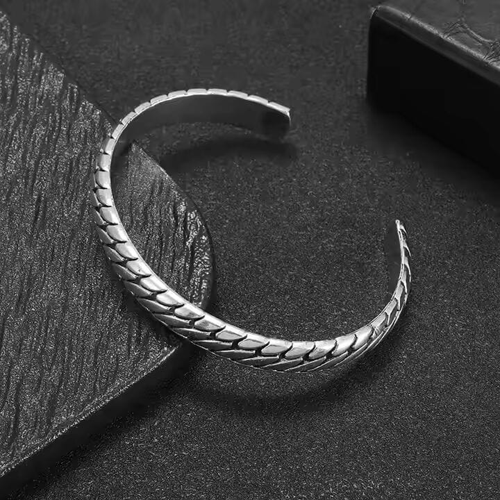 IRON HYDRA - Pure Stainless Steel Open Bangle Bracelet (Adjustable) for Men & Boys - THE MEN THING