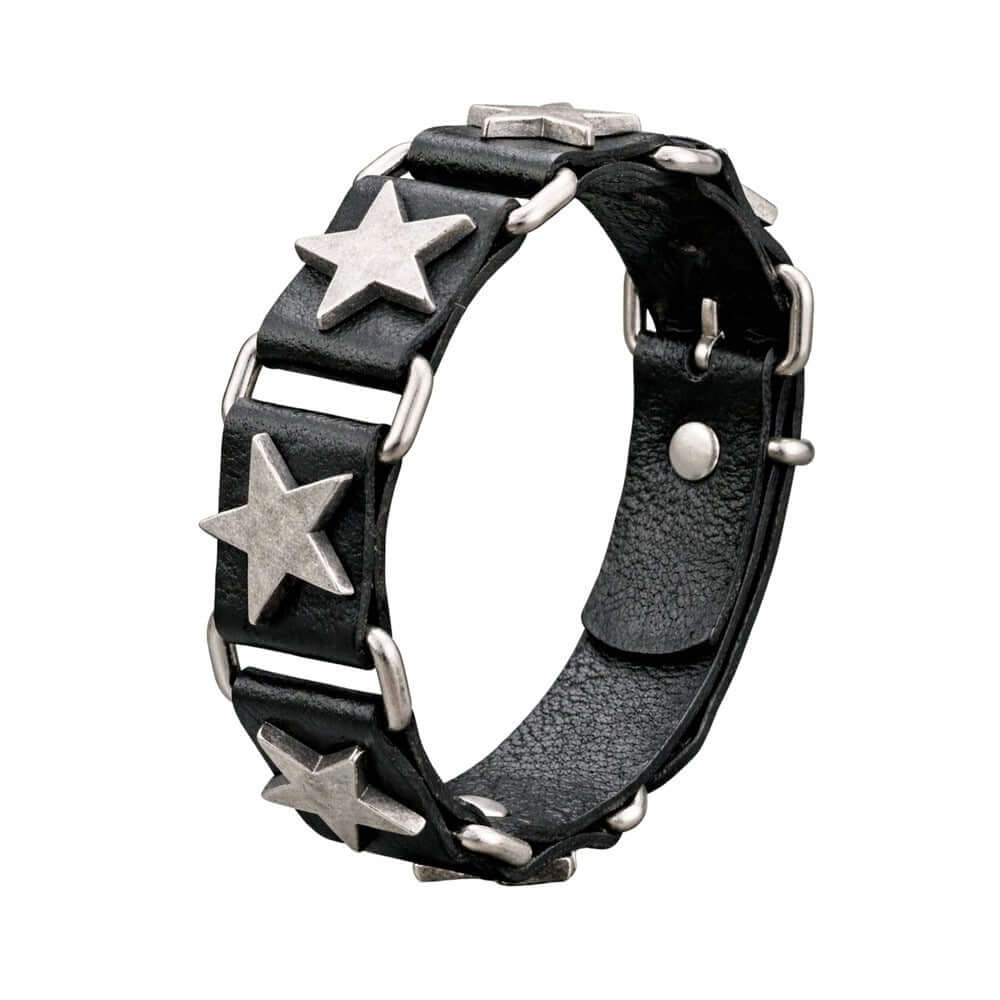IRON STAR - 23mm Genuine Leather Bracelet with Stainless Steel Buckle Clasp for Men & Boys (8 to 9 inch) — Leather Bracelet for Men | THE MEN THING