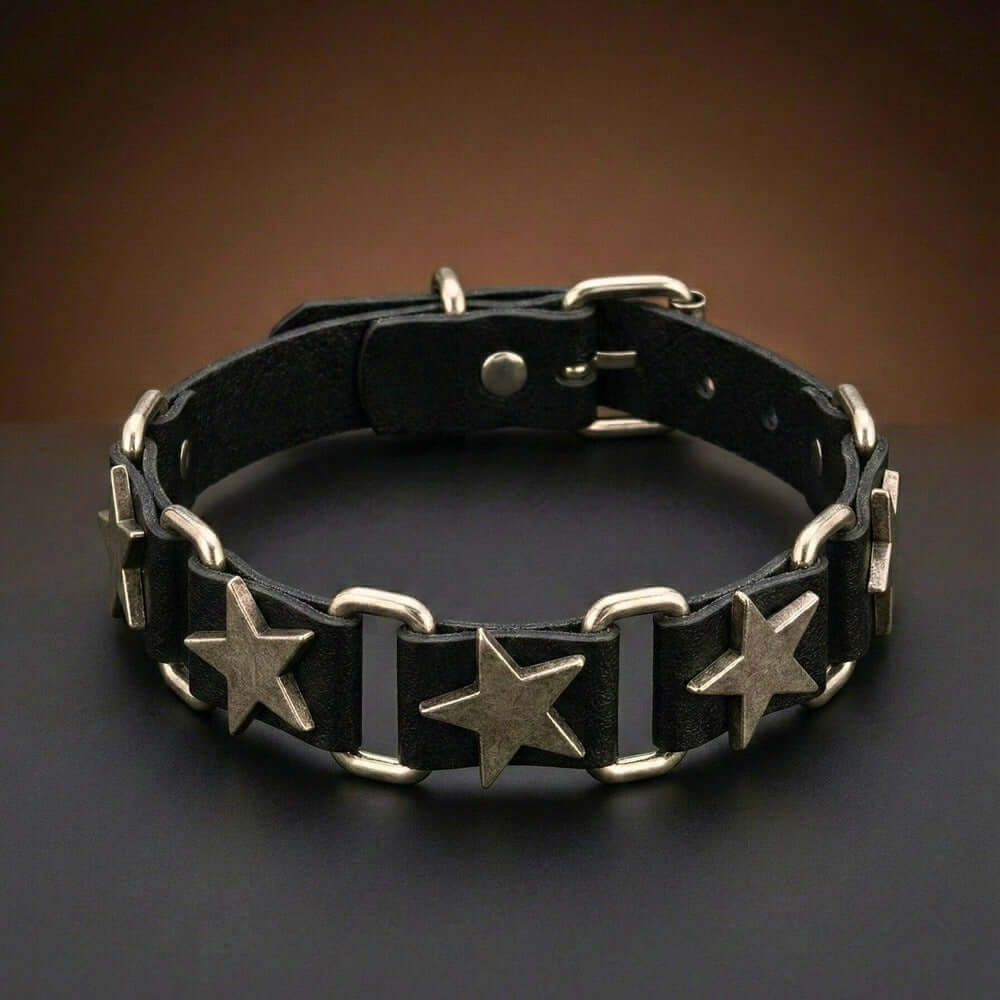 IRON STAR - 23mm Genuine Leather Bracelet with Stainless Steel Buckle Clasp for Men & Boys (8 to 9 inch) — Leather Bracelet for Men | THE MEN THING