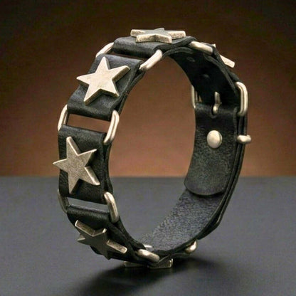 IRON STAR - 23mm Genuine Leather Bracelet with Stainless Steel Buckle Clasp for Men & Boys (8 to 9 inch) — Leather Bracelet for Men | THE MEN THING