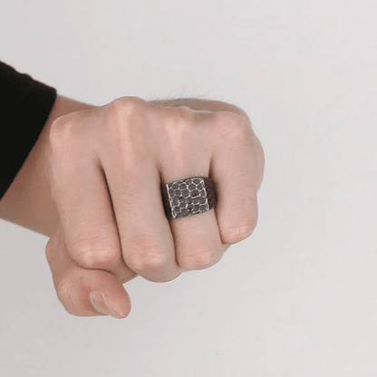 IRONCLAD HAMMERED RING - Titanium Steel Ring - Pure Titanium Steel Ring for Men Size - 21 - THE MEN THING