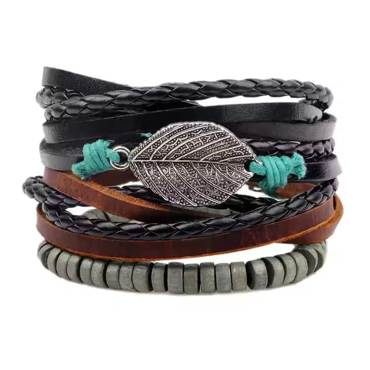 IRONFANG WRAP - 3 Pcs Genuine Braided Leather Bracelet Set for Men & Boys (8 inch) - THE MEN THING