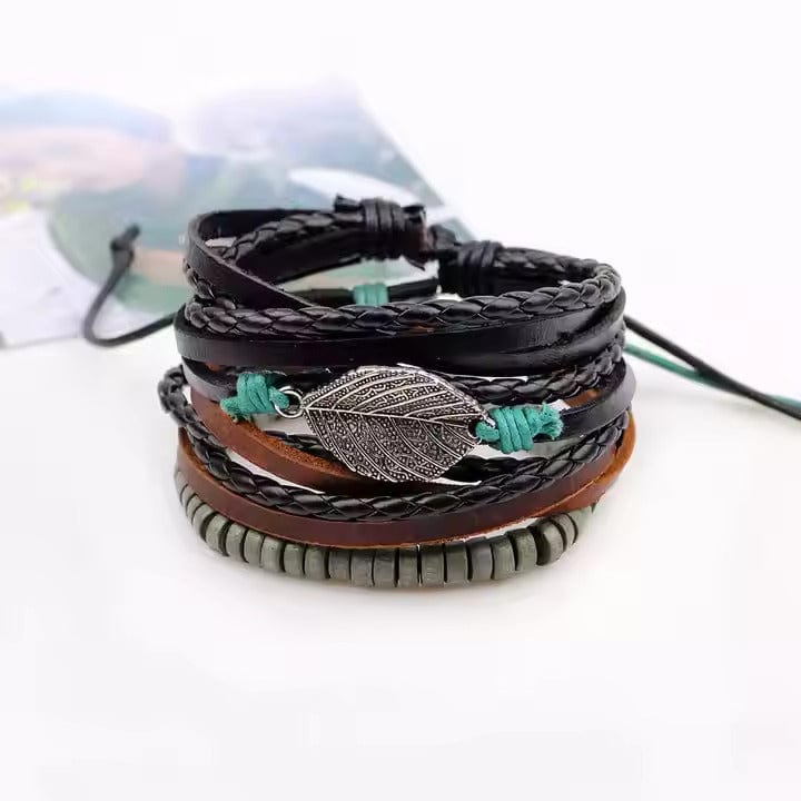 IRONFANG WRAP - 3 Pcs Genuine Braided Leather Bracelet Set for Men & Boys (8 inch) - THE MEN THING