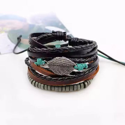 IRONFANG WRAP - 3 Pcs Genuine Braided Leather Bracelet Set for Men & Boys (8 inch) - THE MEN THING