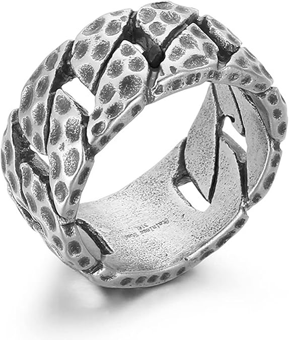 IRONFIST HAMMERED RING - Titanium Steel Ring - Pure Titanium Steel Ring for Men Size - 21 - THE MEN THING