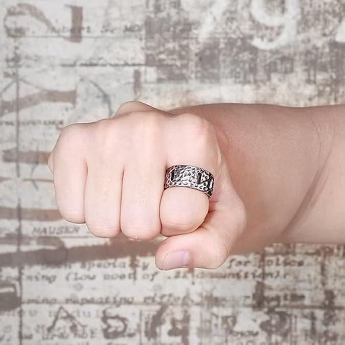 IRONFIST HAMMERED RING - Titanium Steel Ring - Pure Titanium Steel Ring for Men Size - 21 - THE MEN THING