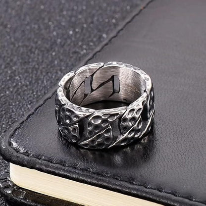 IRONFIST HAMMERED RING - Titanium Steel Ring - Pure Titanium Steel Ring for Men Size - 21 - THE MEN THING