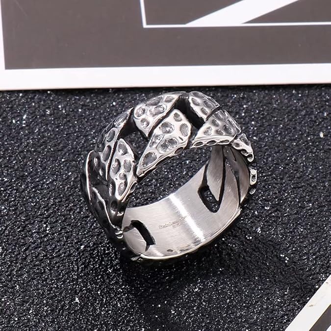 IRONFIST HAMMERED RING - Titanium Steel Ring - Pure Titanium Steel Ring for Men Size - 21 - THE MEN THING