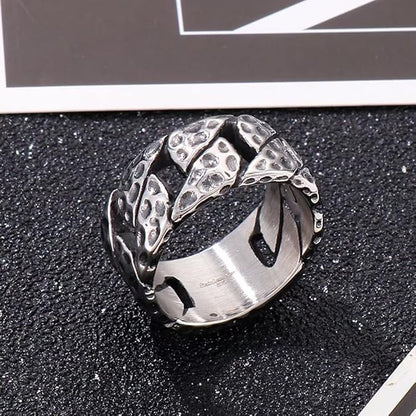 IRONFIST HAMMERED RING - Titanium Steel Ring - Pure Titanium Steel Ring for Men Size - 21 - THE MEN THING