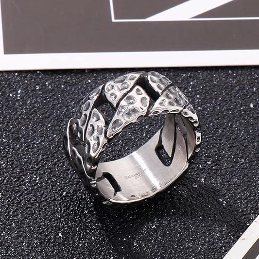 IRONFIST HAMMERED RING - Titanium Steel Ring - Pure Titanium Steel Ring for Men Size - 21 - THE MEN THING