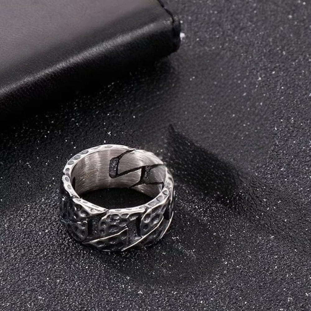 IRONFIST HAMMERED RING - Titanium Steel Ring - Pure Titanium Steel Ring for Men Size - 21 - THE MEN THING