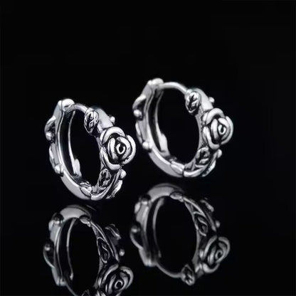 IRONROSE CRESTS - 10mm Pure Titanium Steel Hoop Earrings for Men & Boys (2pcs) - THE MEN THING