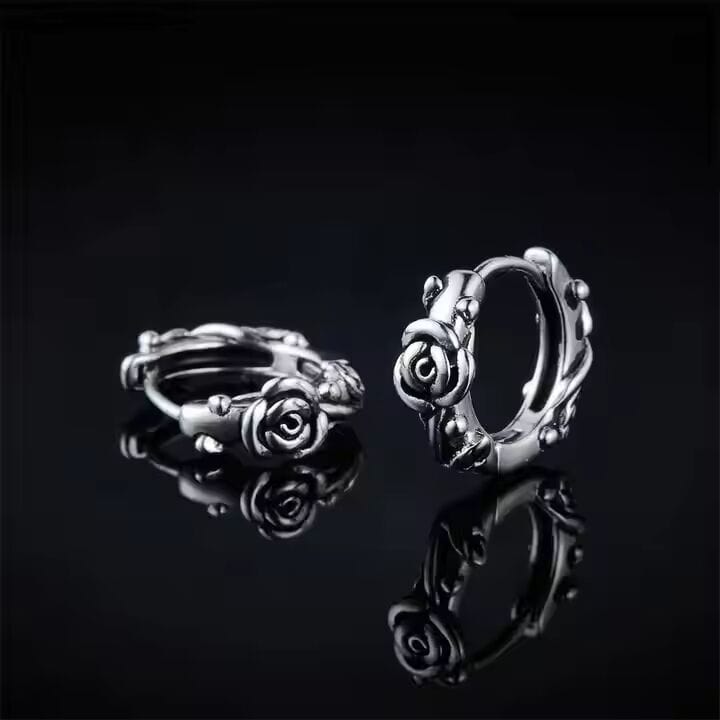 IRONROSE CRESTS - 10mm Pure Titanium Steel Hoop Earrings for Men & Boys (2pcs) - THE MEN THING