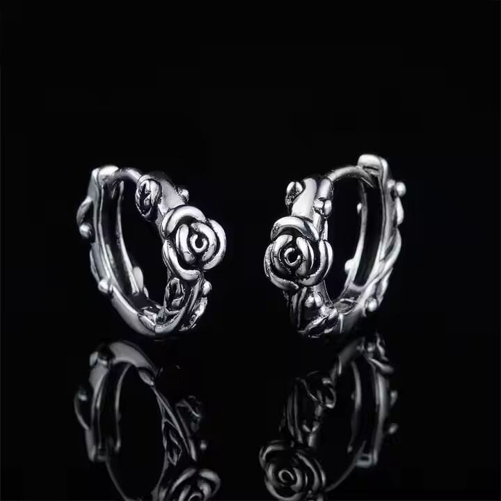 IRONROSE CRESTS - 10mm Pure Titanium Steel Hoop Earrings for Men & Boys (2pcs) - THE MEN THING