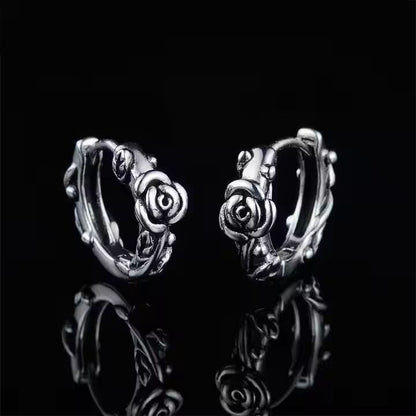 IRONROSE CRESTS - 10mm Pure Titanium Steel Hoop Earrings for Men & Boys (2pcs) - THE MEN THING