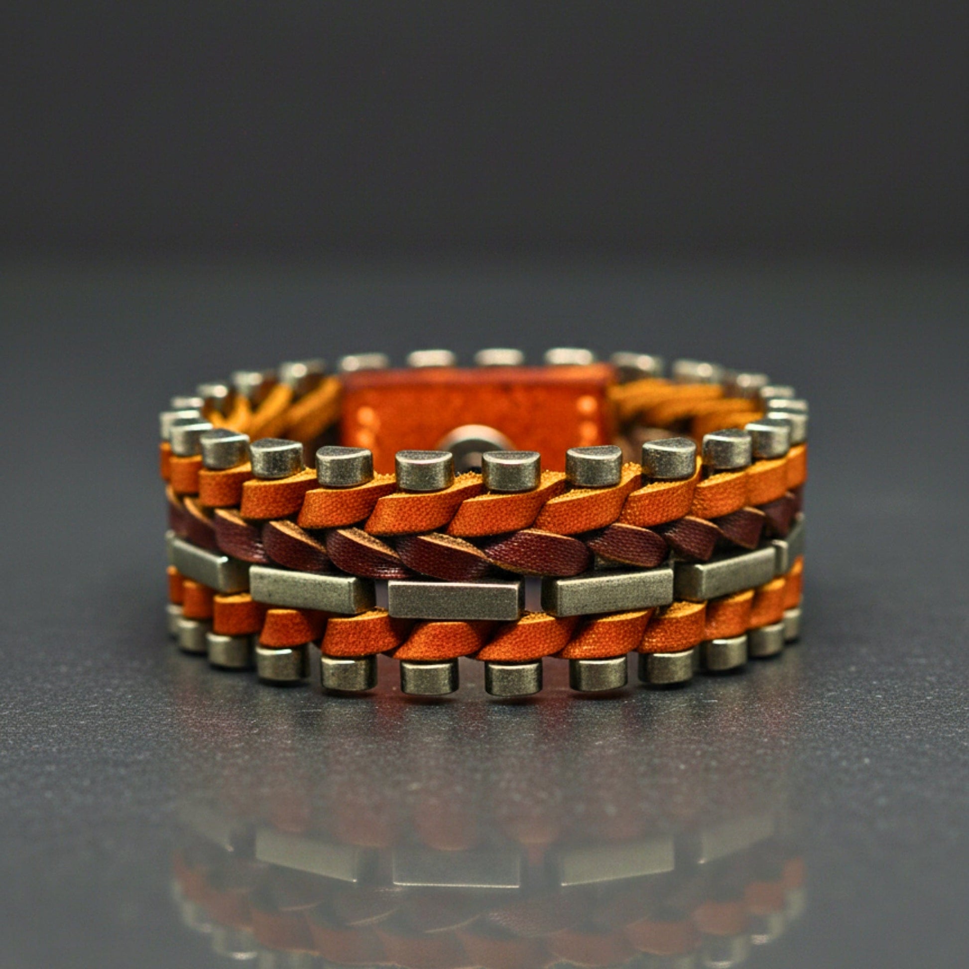 IRONWEAVE - 20.5mm Brown Genuine Leather Adjustable Bracelet for Men & Boys (8.8 inch) - THE MEN THING