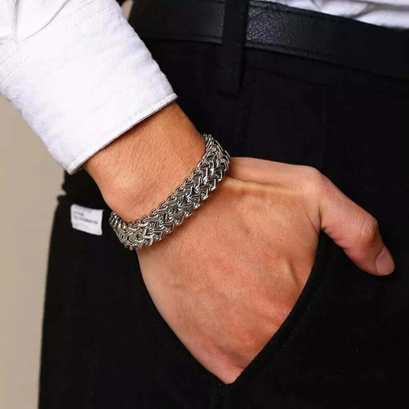 ITALIAN MESH LINK -  11.5mm Pure Titanium Steel Bracelet with Magnetic Buckle for Men & Boy (8 inch) - THE MEN THING