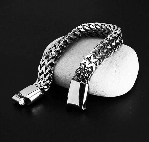 ITALIAN MESH LINK -  11.5mm Pure Titanium Steel Bracelet with Magnetic Buckle for Men & Boy (8 inch)
