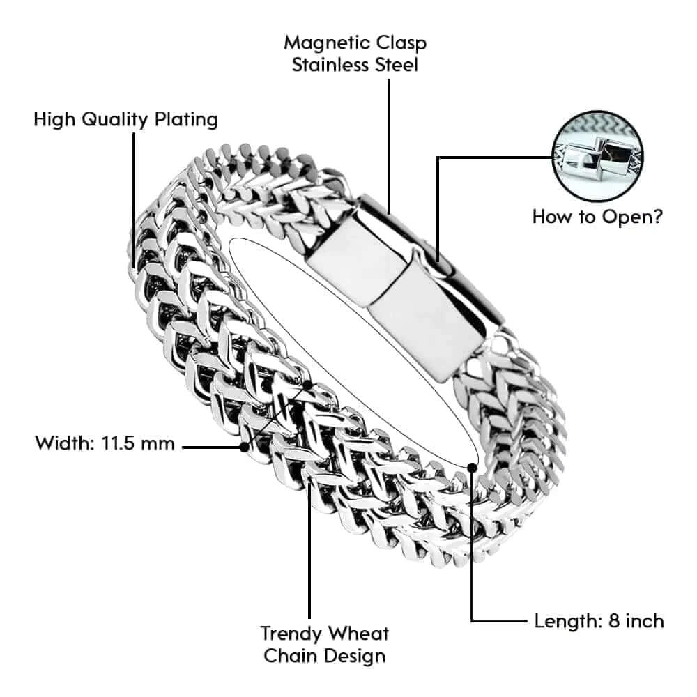 ITALIAN MESH LINK -  11.5mm Pure Titanium Steel Bracelet with Magnetic Buckle for Men & Boy (8 inch) - THE MEN THING