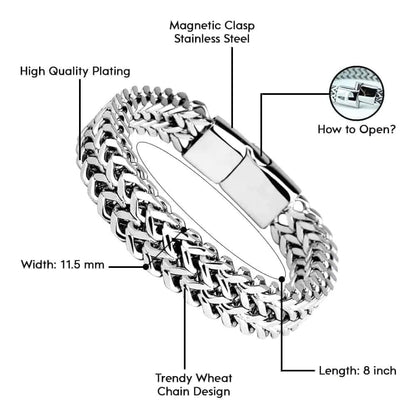 ITALIAN MESH LINK -  11.5mm Pure Titanium Steel Bracelet with Magnetic Buckle for Men & Boy (8 inch) - THE MEN THING