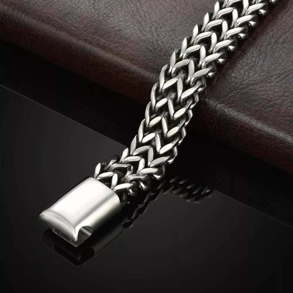 ITALIAN MESH LINK -  11.5mm Pure Titanium Steel Bracelet with Magnetic Buckle for Men & Boy (8 inch)
