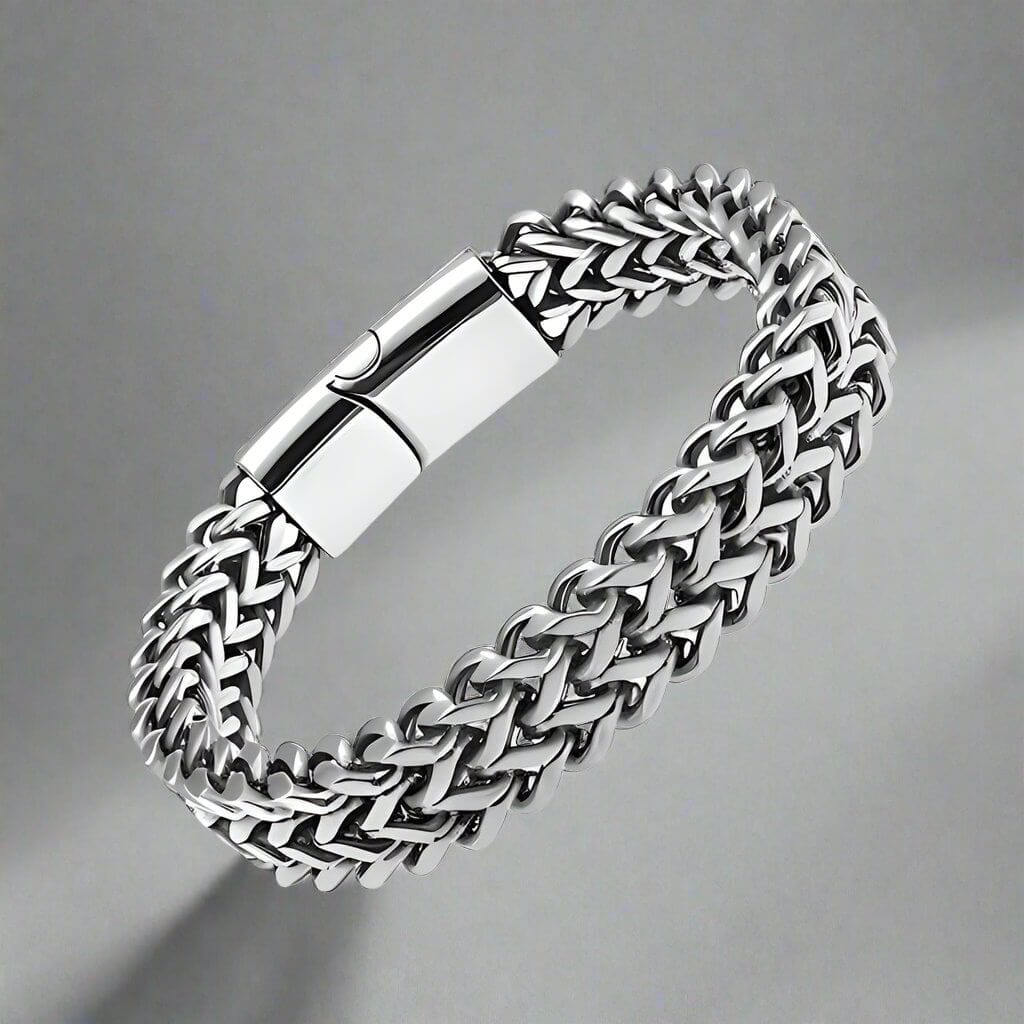 ITALIAN MESH LINK -  11.5mm Pure Titanium Steel Bracelet with Magnetic Buckle for Men & Boy (8 inch) - THE MEN THING