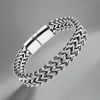 ITALIAN MESH LINK -  11.5mm Pure Titanium Steel Bracelet with Magnetic Buckle for Men & Boy (8 inch) - THE MEN THING