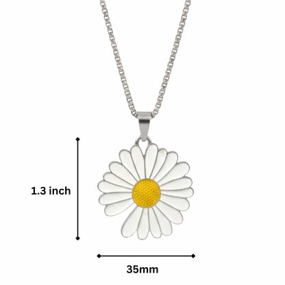 IVORY BLOOM DAISY - 35mm Pure Titanium Steel Pendant with 23inch Round Box 4mm Chain for Men & Boys — SS Pendant/ Necklace for Men | THE MEN THING