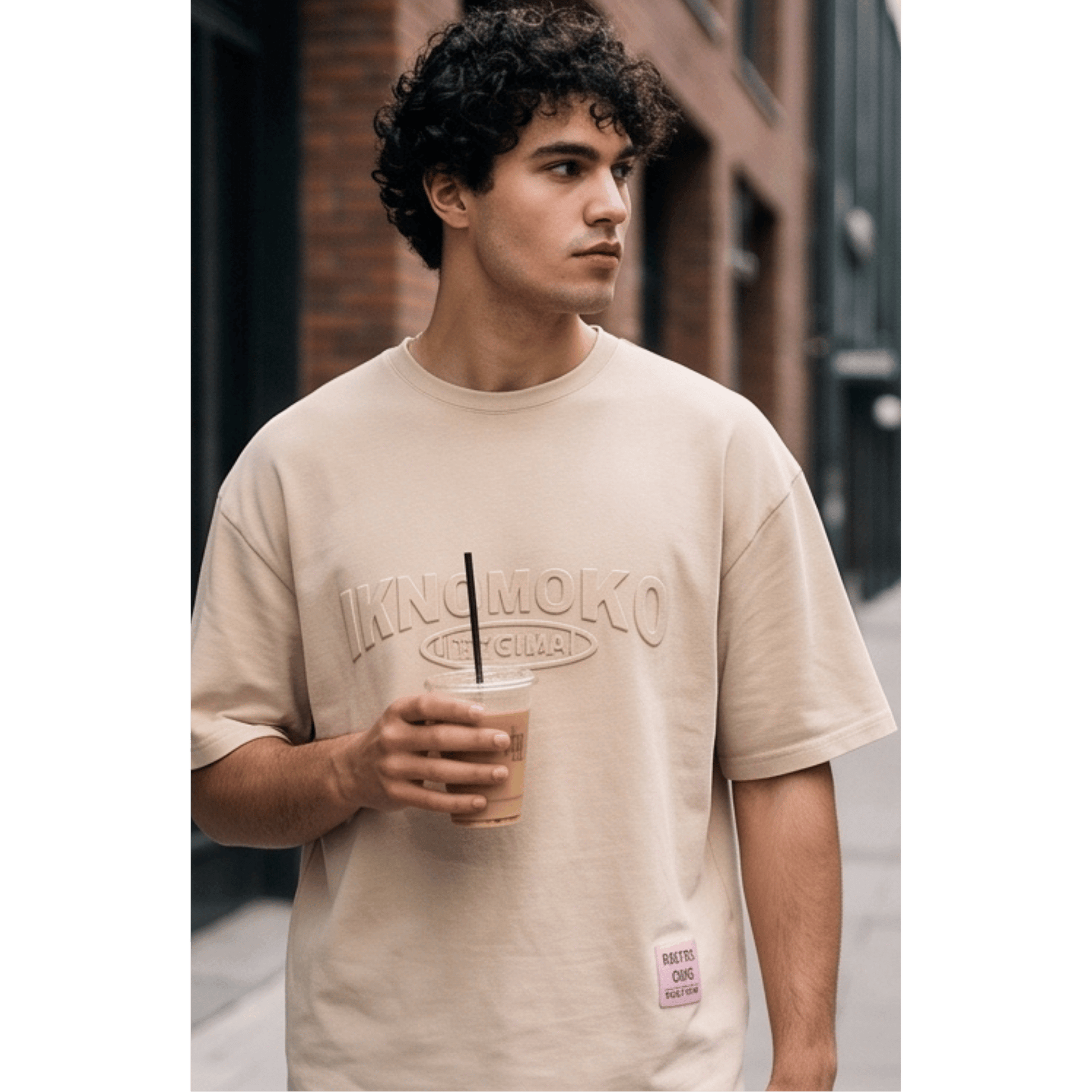IVORY EMBOSS Oversized T-Shirt - Beige — T-Shirt for Men | THE MEN THING