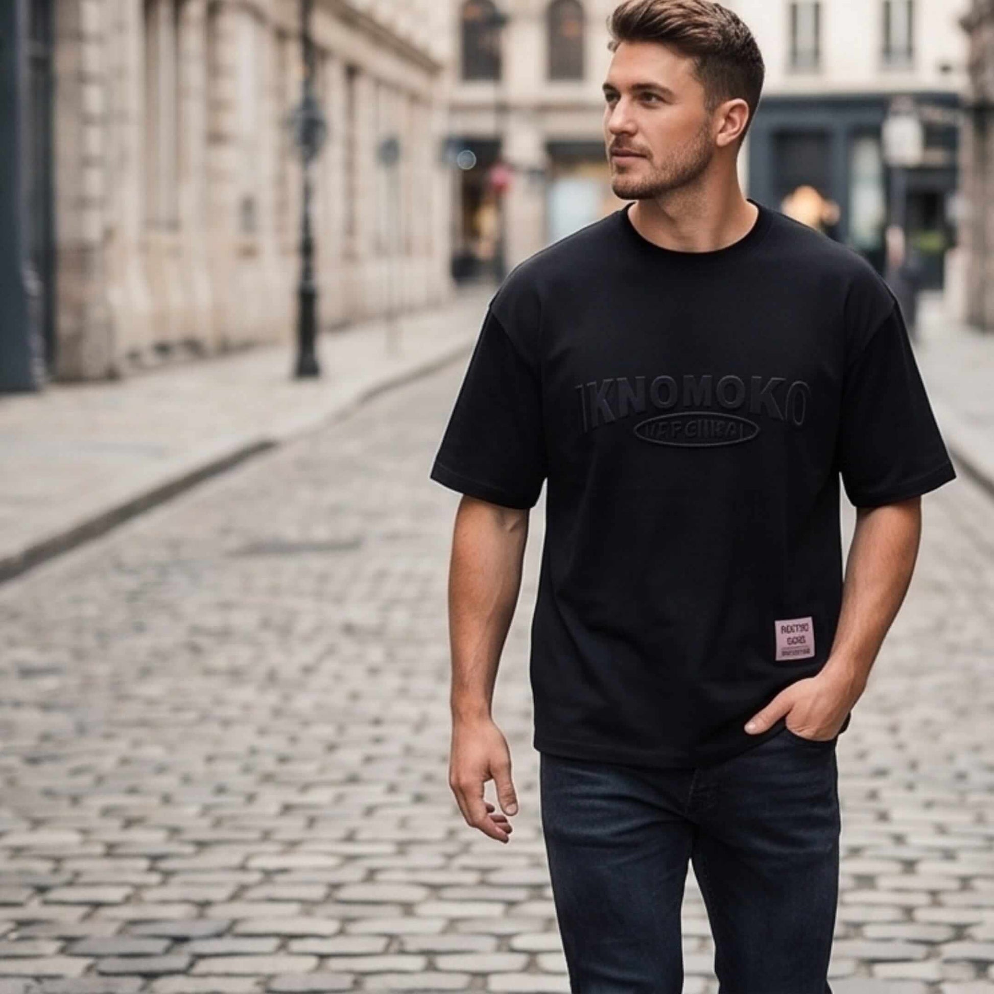 IVORY EMBOSS Oversized T-Shirt - Black — T-Shirt for Men | THE MEN THING